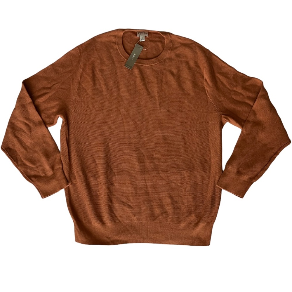 NWT J. Crew knitted sweater. Burnt Orange. Men’s size Large.